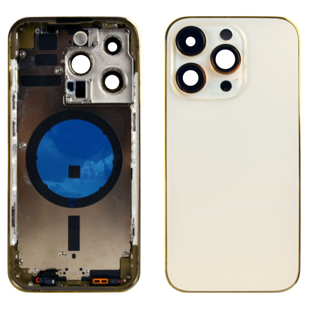 iPhone 14 Pro Max Komplett Bakdeksel med Ramme (uten logo) - Gull